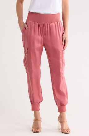 Cinq &agrave; Sept Giles Cupro Crop Cargo Joggers in Redwood Mist at Nordstrom Rack, Size X-Small
