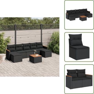 vidaXL Mobili da giardino - vidaXL Set Divani da Giardino con Cuscini 8 pz Nero in Polyrattan - Tavolo da giardino