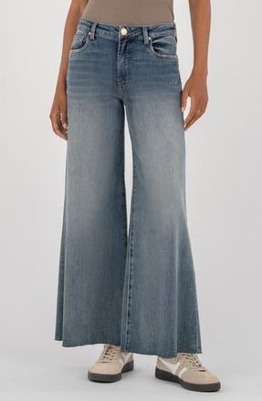 Kut from the Kloth Ryan High Waist Raw Hem Superwide Leg Jeans in Believe at Nordstrom Rack, Size 00