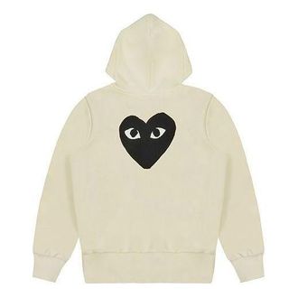 Comme Des Garçons (WMNS) COMME des GARCONS PLAY Zip Hoodie Big Black Heart Beige AZ-T253-051-3