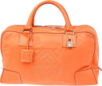 Loewe Amazona Bag Leather Orange Leather Handbag (Pre-Owned)