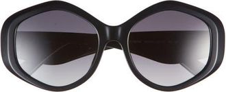 Tory Burch 55mm Gradient Polarized Geometric Sunglasses in Black /Grey Gradient Polar at Nordstrom