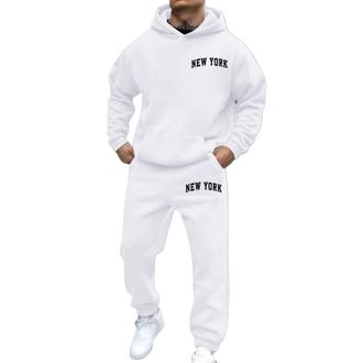 Generic Tracksuit Mens Full Set Activewear Top And Bottom Jogging Suit Set Sweatshirt Sweatpants 2 Piece 2025 Autumn Winter Casual Hoodie Joggers Suits 2 Piec