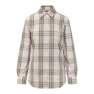 Burberry Shirts, female, Beige, Size: 2XS Regular Fit Check Cotton Shirt