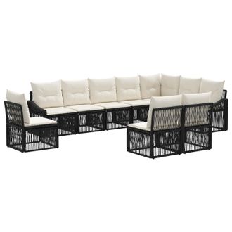 vidaXL Conjunto De Sof&aacute;s De Jard&iacute;n 10 Pcs Negro Rat&aacute;n Sint&eacute;tico Vidaxl