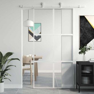 vidaXL Puerta Corredera Vidrio Templado Y Aluminio Blanca 102,5x205 Cm Vidaxl