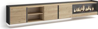 Skraut Home Skraut Home - Mueble Tv, Televisi&oacute;n, Muebles De Sal&oacute;n, Almacenaje, 315x35x50cm, Para Tv Hasta 80, Chimenea El&eacute;ctrica Xxl, Colgado, Suspendido, Led, Es