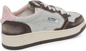 Autry Glittered Suede Sneakers - Silver