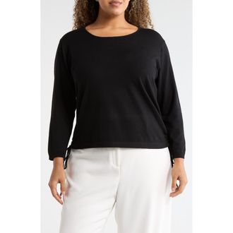 Max Studio Cinching Side Tie Pullover Sweater in Black at Nordstrom Rack, Size 1X