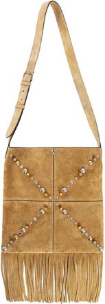 Valentino Garavani Nellc&ocirc;te Fringe Schoudertas - Dames - Schoudertassen - Beige - ONE Size - Su&egrave;de - Tassen