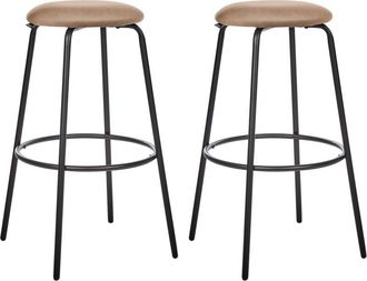 Beliani Beliani - Conjunto De 2 Taburetes De Bar Terciopelo Patas De Acero Negras Sin Reposabrazos Comedor Marr&oacute;n Morton