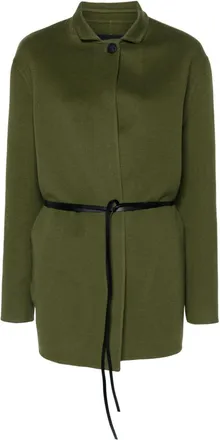 Fabiana Filippi belted single-breasted coat - women - Cashmere/Virgin Wool/Polyester/Calf Leather - 38 - Green
