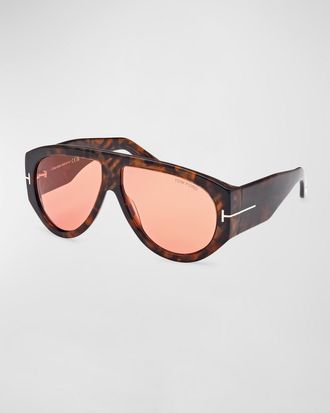 Tom Ford Men & apos;s Bronson T-Logo Shield Sunglasses