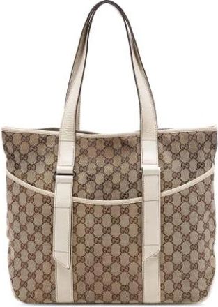 Gucci Pre-owned Canvas Tote Bag - Dames - Vintage Shopper - Bruin - ONE Size - Leer - Vintage