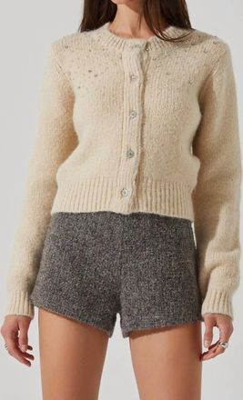 Astr Sigourney Embellished Cardigan In Butter