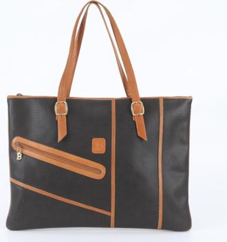 Bally Leather Coated Canvas Shoulder Bag Tote Bag (Pre-Owned)
