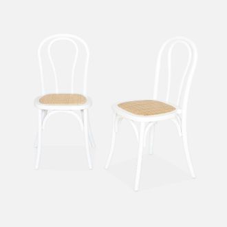 Sweeek Silla Vintage De Madera Y Rat&aacute;n, Set De 2