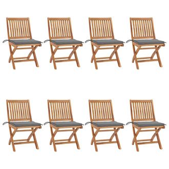 vidaXL Vidaxl - Sedie Da Giardino Pieghevoli Con Cuscini 8 Pz Massello Di Teak