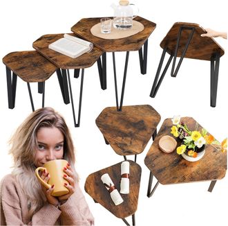 OEM Juego De 3 Mesas De Centro Mesa De Centro Mesita De Noche Mesa Auxiliar Extensible 3 Piezas