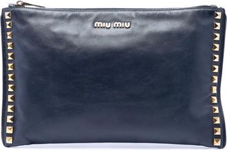 Miu Miu Pre-owned Miu Miu Studded Leather Zip Clutch Ladies BT4G3OPXCNE2N69P