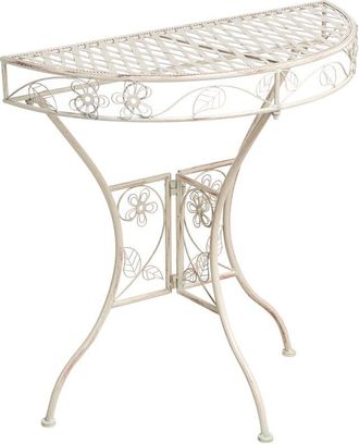 Beliani Bistro Table YAVIZA 80 cm 36 cm Metal Light Beige