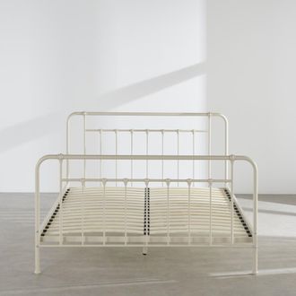 Maisons du monde Cama de acero beige de 160x200 cm con somier