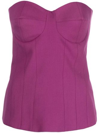 Federica Tosi bustier-neckline strapless top - women - Polyester/Spandex/Elastane/Virgin Wool - 42 - Purple