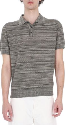Roberto Collina Micro-Perforated Striped Cotton Polo Shirt