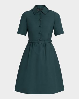 Dice Kayek Short-Sleeve Belted Mini Shirtdress