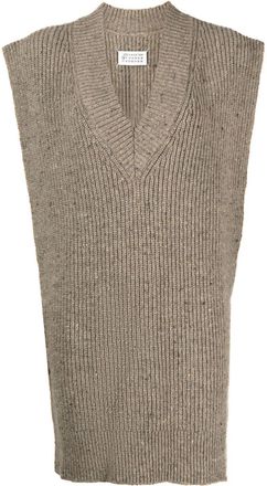 Maison Margiela intarsia-knit V-neck vest - women - Polyamide/Cashmere/Wool - M - Brown