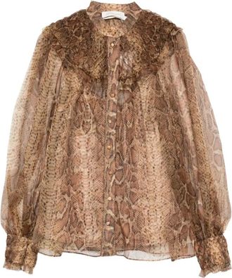 Zimmermann Overhemden, Dames, Bruin, S, Nylon, Bruine Zijde & Nylon Shirt
