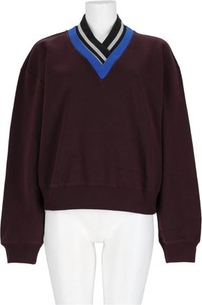 Dries Van Noten Bordeaux Cropped Boxy V-Neck Sweatshirt