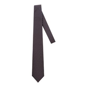 Corneliani Zijde- en katoenen stropdas met borduursel - Heren - Accessoires - Bruin - Maat: ONE Size Katoen