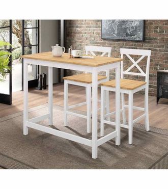 Home Heavenly Pack 2 taburetes altos estructura blanco asiento tipo madera