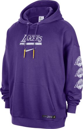 Nike Mens Los Angeles Lakers Courtside Jordan NBA Club Premium Pullover Hoodie in Purple | IB2302-504