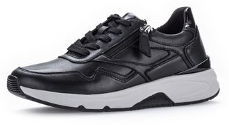 Gabor Keilsneaker GABOR ROLLINGSOFT, Damen, Gr. 35, schwarz (schwarz lack), Kalbsleder, Lackleder, unifarben, Schuhe Keilsneaker, Freizeitschuh, Halbschuh, 