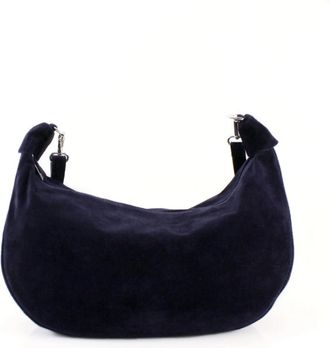 Generic Womens Suede Leather Half Moon Style Bag Ladies Crossbody Shoulder Bag (Navy)
