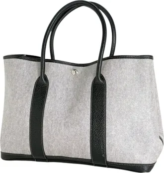 Herm&egrave;s Black Gray Toile H Tote Bag (Pre-Owned)
