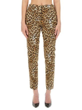 Moschino Leopard Slim Flat Front Pants
