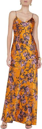 L'agence Lagence Serita Maxi V Neck Silk Bias Dress