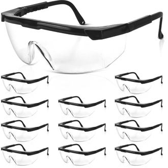 OEM Paquete De 12 Gafas De Seguridad, Transparentes, Ajustables, Resistentes A Los Ara&ntilde;azos, Ligeras, Para Obras De Construcci&oacute;n, Talleres Y Ciclismo