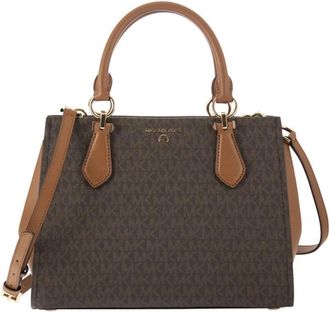Michael Kors Marilyn Medium Logo Satchel - Dames - Handtassen - Bruin - ONE Size - Polyester - Tassen