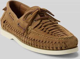 Polo Ralph Lauren Loafer aus echtem Leder mit Flecht-Details in Camel, Gr&ouml;&szlig;e 41