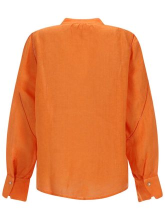 120% Lino Linen Shirt - Orange