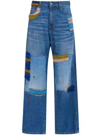 Marni patchwork straight-leg jeans - men - Cotton - 34 - Blue