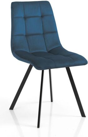 Oresteluchetta Juego De 4 Sillas De Terciopelo Efecto Acolchado Para Comedor Amelie - Azul Marino