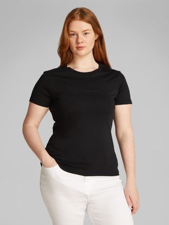 Calvin Klein Plus T-Shirt PLUS INSTIT GRAPHIC SLIM TEE, Damen, Gr. 4XL (48), schwarz (ck schwarz), Single Jersey, Obermaterial: 100% Baumwolle, CALVIN KLEIN JEANS PLUS,