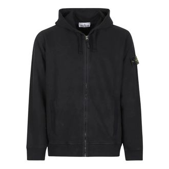 Stone Island Hooded Full-Zip Sweatshirt - Heren - Sweatshirts & Hoodies - Zwart - Maat: M Katoen
