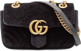 Gucci Pre-owned Gucci Small GG Marmont Matelasse Velvet Shoulder Bag 446744467891