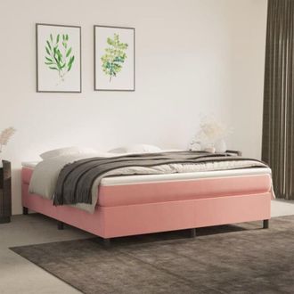 vidaXL vidaXL Struttura Letto a Rete a Molle Rosa 180x200 cm in Velluto